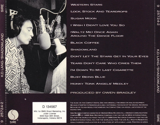k.d. Lang - Shadowland - CD by TheCDExchange.com