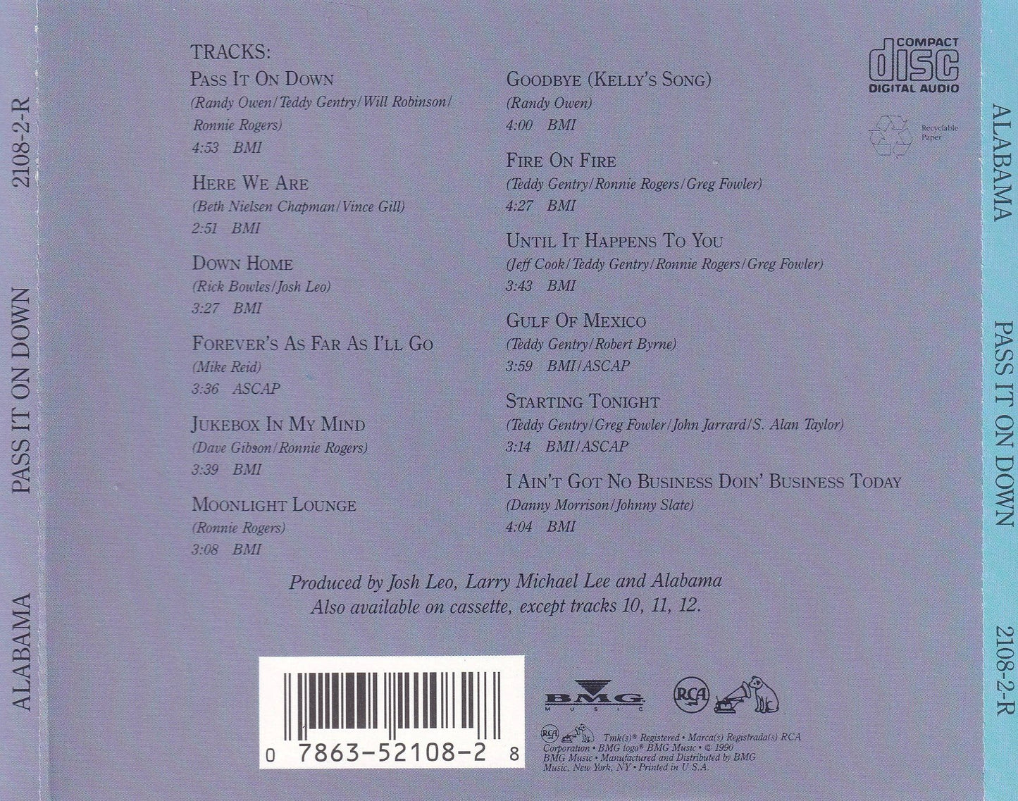 Alabama - Pass It on Down - CD