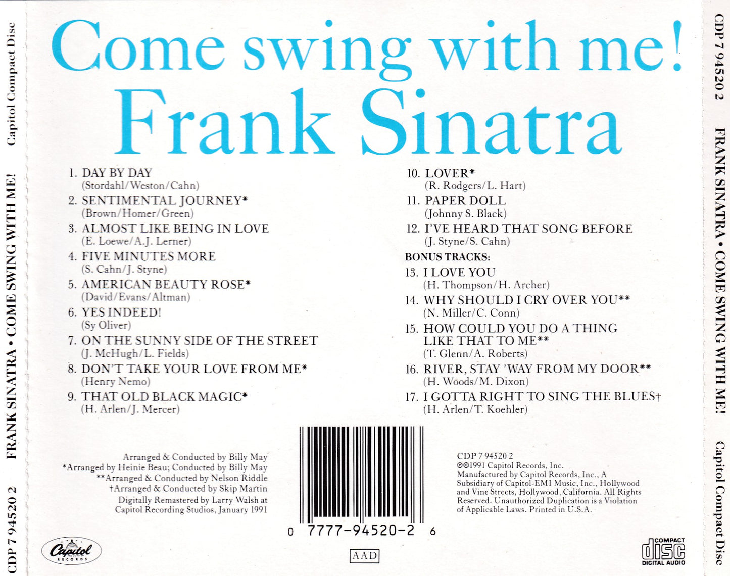 Frank Sinatra - Come Swing with Me! - CD