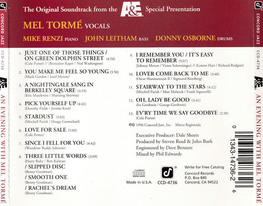 Mel Torme – An Evening With Live From The Disney Institute - CD