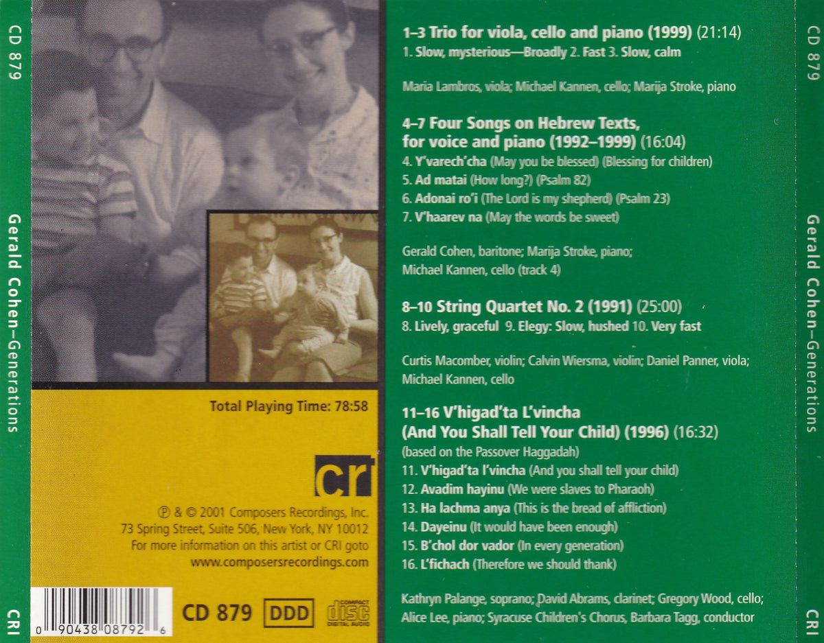 Gerald Cohen - Generations - CD