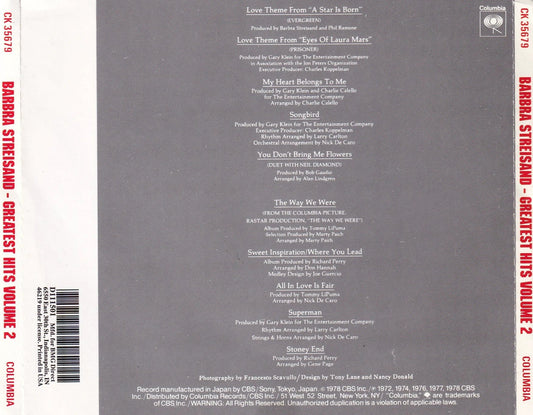 Barbra Streisand - Greatest Hits Volume 2 - CD
