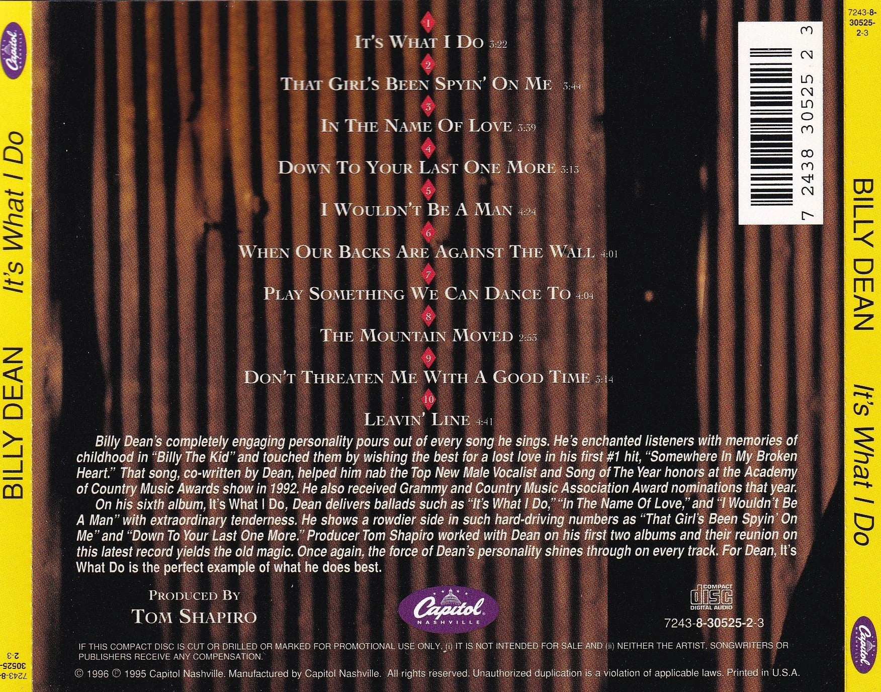 Billy Dean - It's What I Do - CD