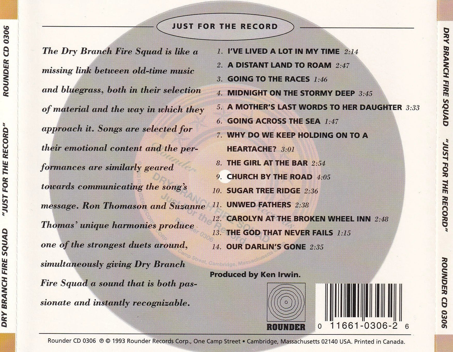 Dry Branch Fire Squad - Just For The Record - CD