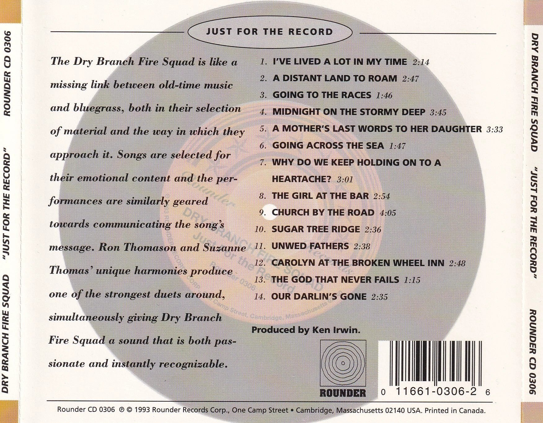 Dry Branch Fire Squad - Just For The Record - CD