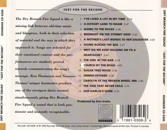 Dry Branch Fire Squad - Just For The Record - CD