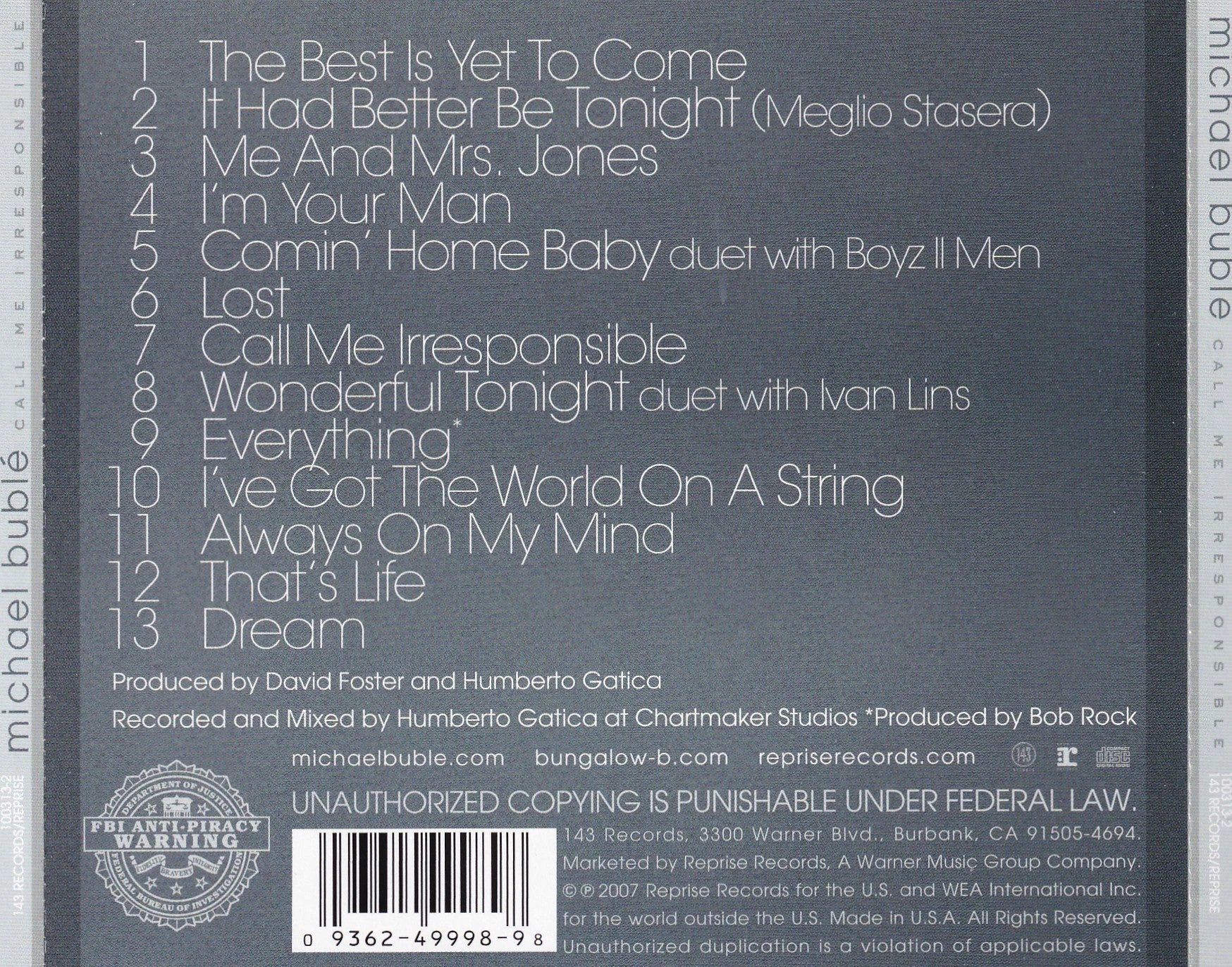 Michael Buble - Call Me Irresponsible - CD