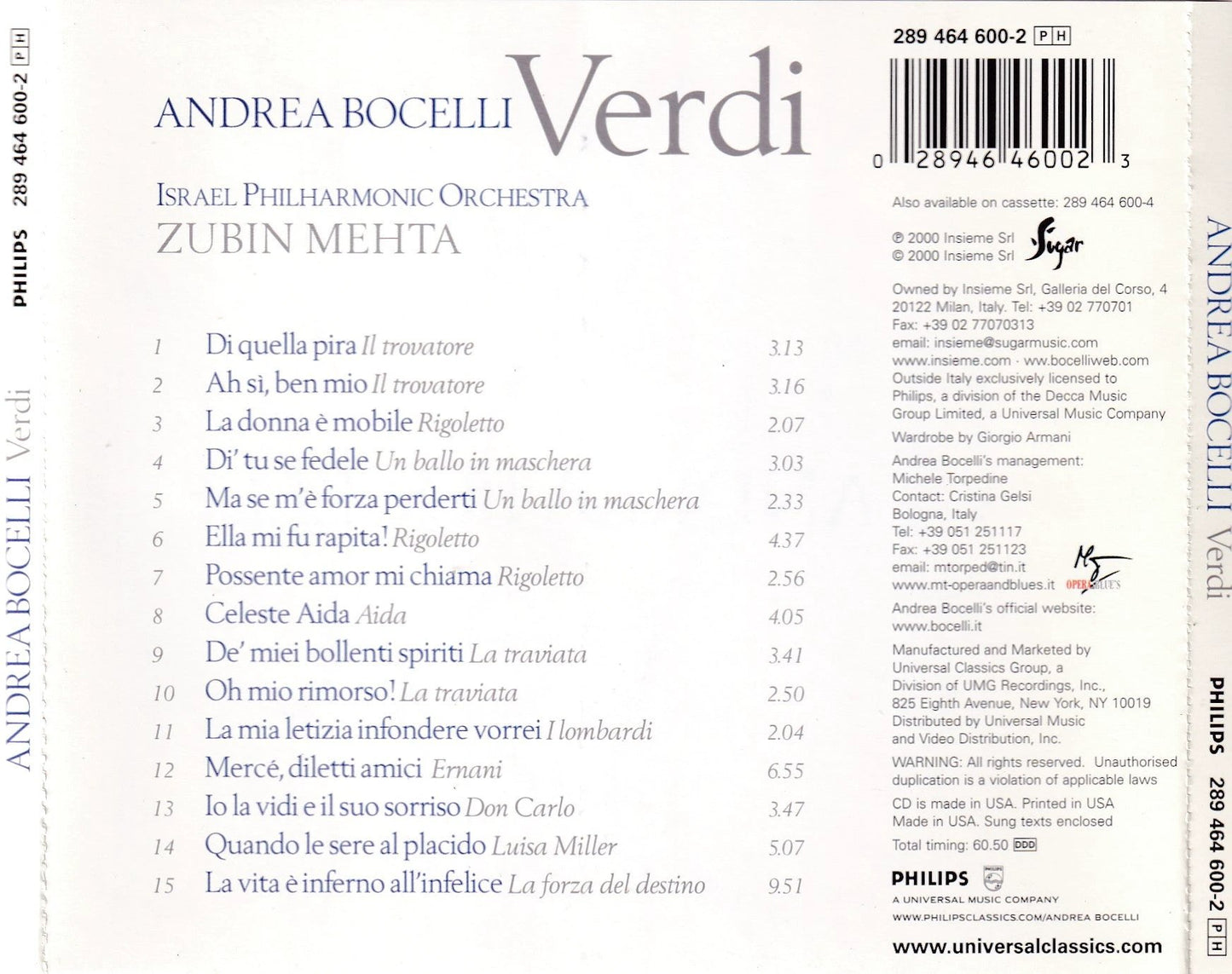 Andrea Bocelli - Verdi - CD by TheCDExchange.com