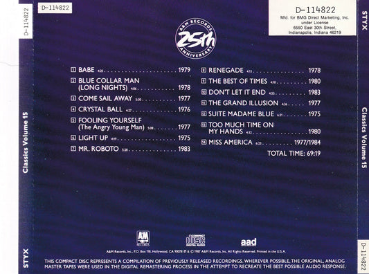 Styx ‎– Classics Volume 15 - CD by TheCDExchange.com