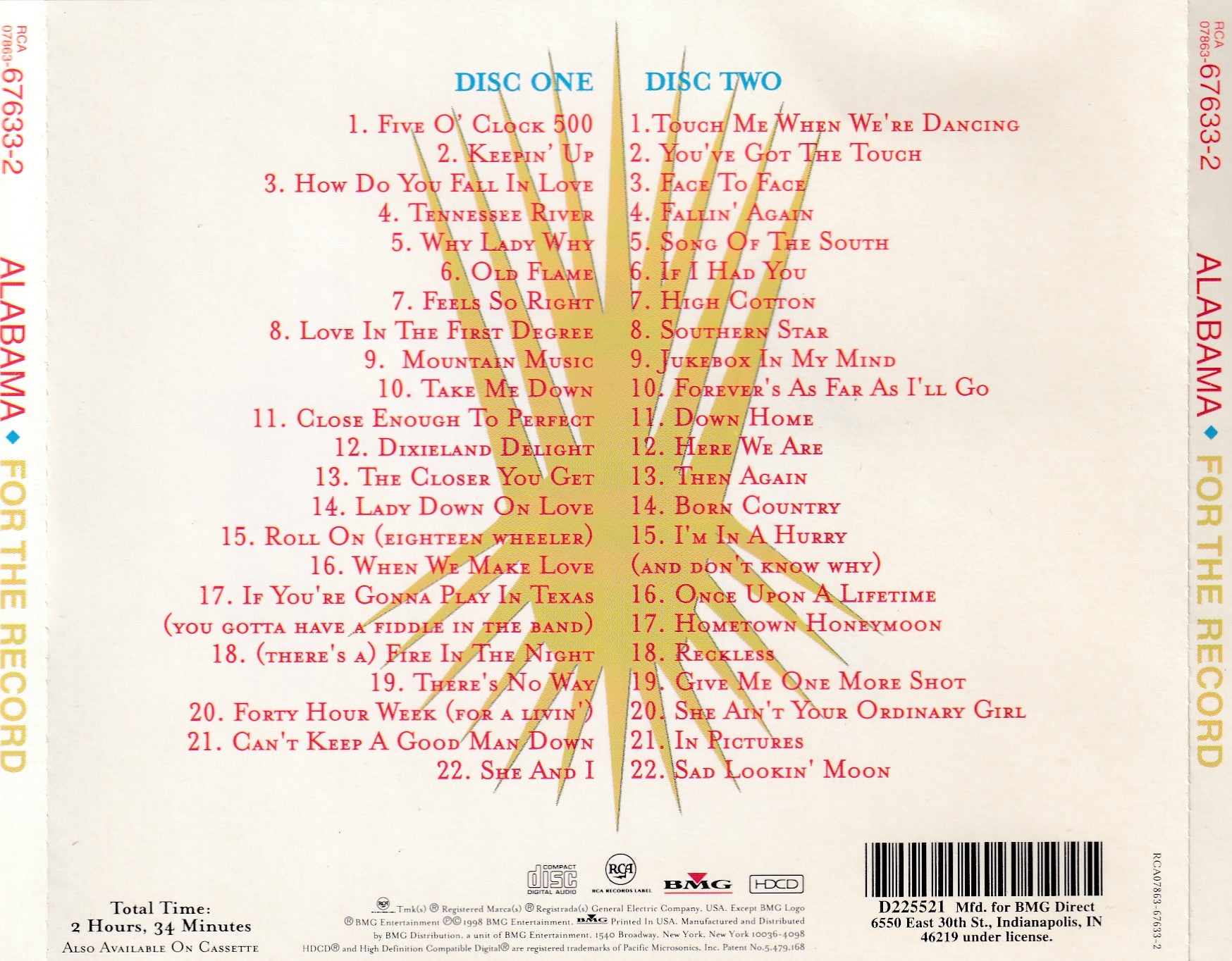 Alabama - For The Record - 2 Disc CD