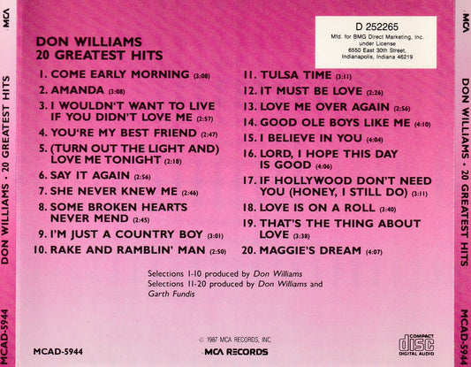 Don Williams - 20 Greatest Hits - CD