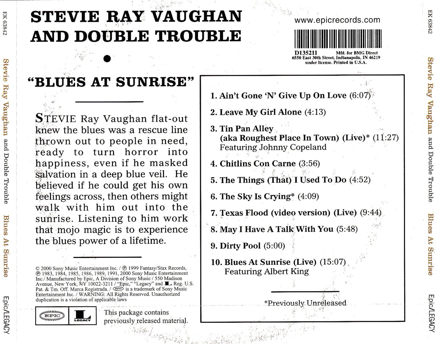 Stevie Ray Vaughan & Double Trouble - Blues At Sunrise - CD
