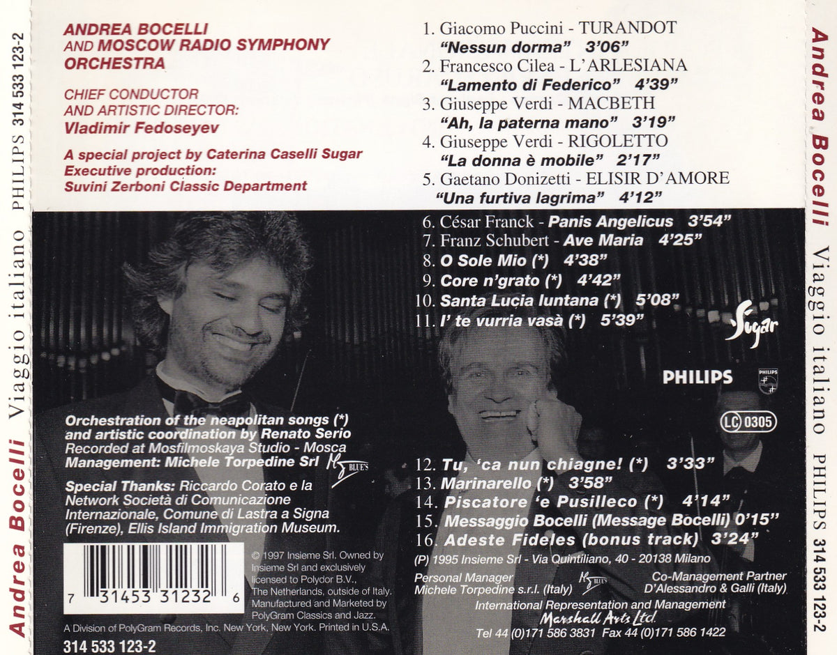 Andrea Bocelli - Viaggio Italiano - CD