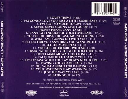 Barry White - All-Time Greatest Hits - CD by TheCDExchange.com