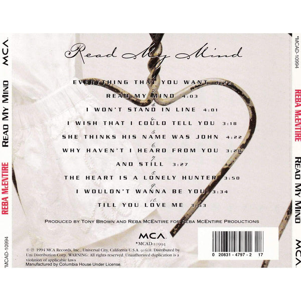 Reba McEntire Read My Mind CD Music
