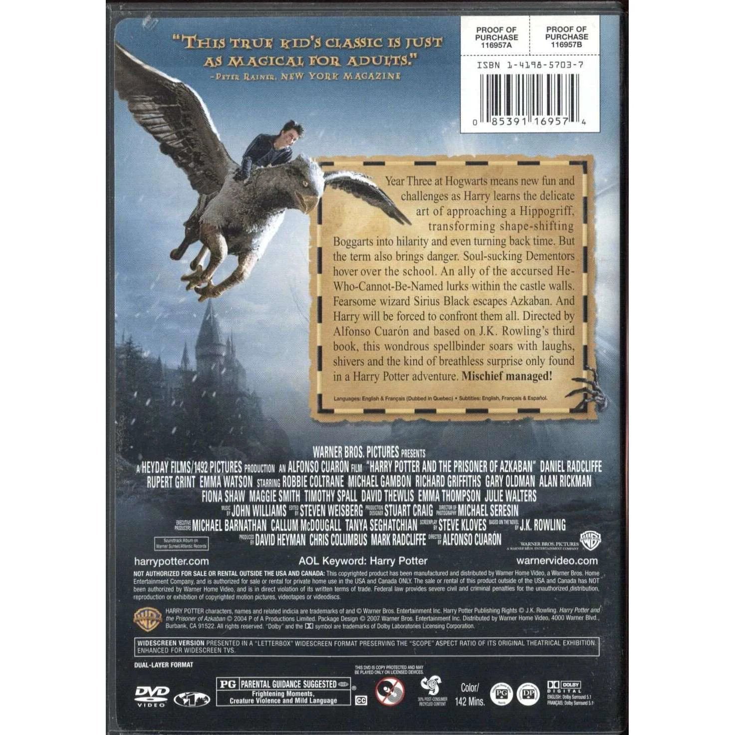 DVD - Harry Potter and the Prisoner of Azkaban Daniel Radcliffe