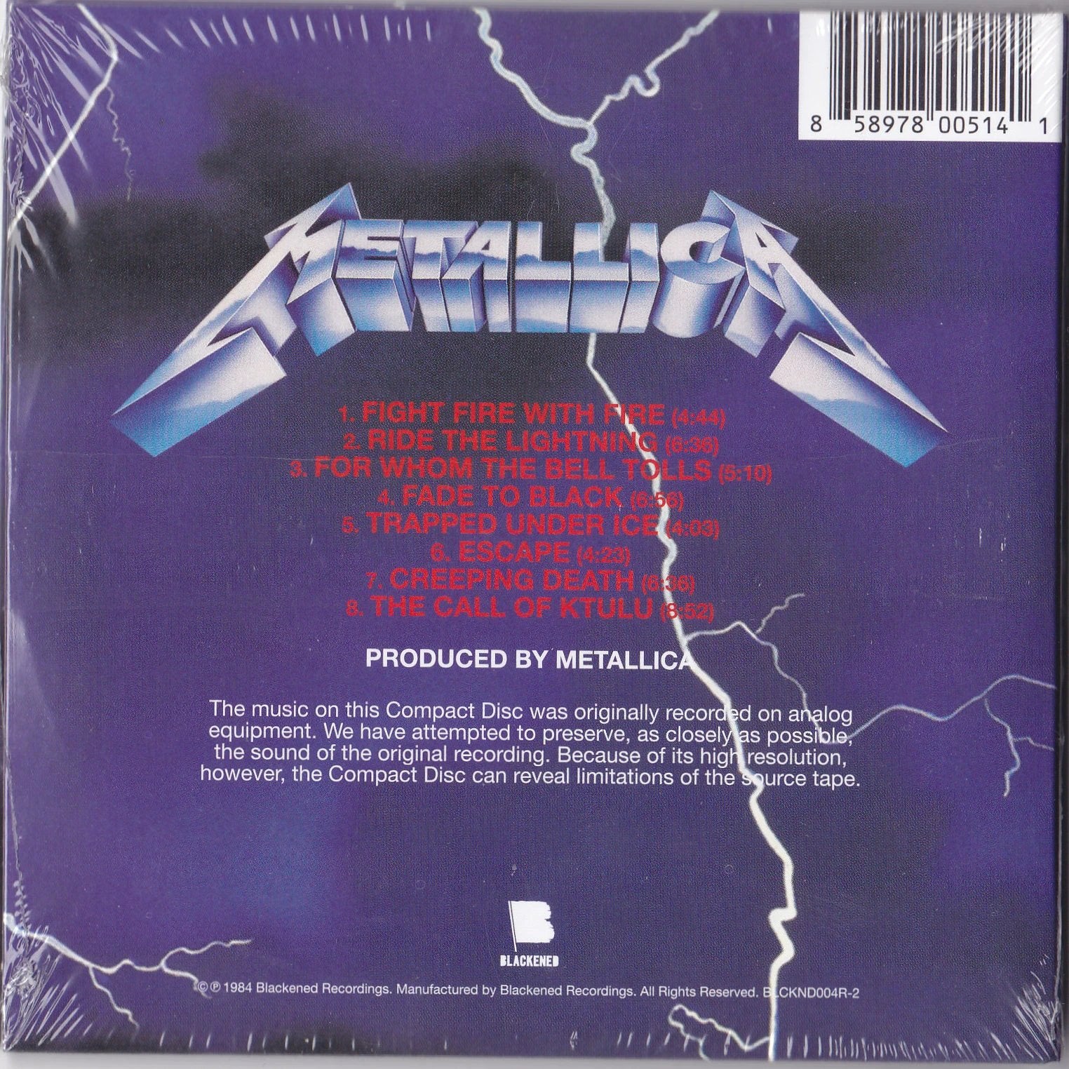 Metallica - Ride the Lightning - CD
