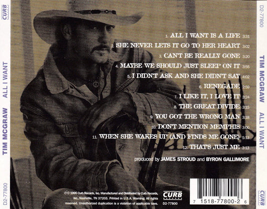 Tim Mcgraw - All I Want - CD